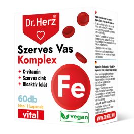   Dr. Herz Szerves Vas komplex+C-vitamin+Szerves Cink+Folát kapszula 60 db