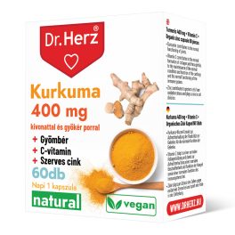   Dr. Herz Kurkuma 400 mg + Gyömbér + C-vitamin kapszula 60db